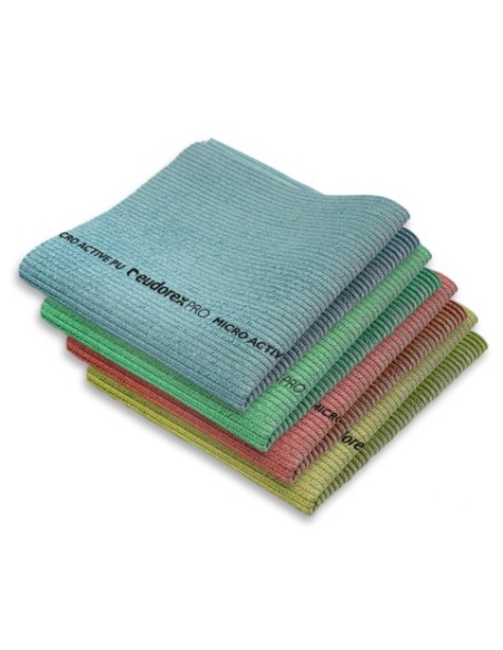 Panno in microfibra Eudorex Pro Micro Active PU 38x35 cm verde - conf. 5 pz - A1097