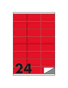 Etichette fluo permanenti Markin Copiatabu 70x36 mm in foglio A4 - 24 et./foglio rosso - conf. 100 fogli