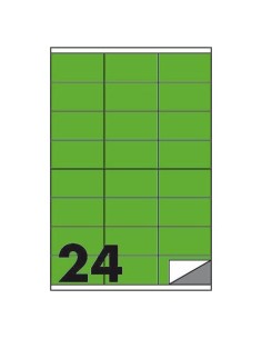 Etichette fluo permanenti Markin Copiatabu 70x36 mm in foglio A4 - 24 et./foglio verde - conf. 100 fogli