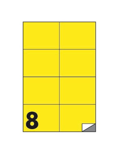 Etichette fluo permanenti Markin Copiatabu 105x74 mm in foglio A4 - 8 et./foglio giallo - conf. 100 fogli
