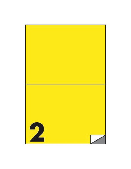 Etichette fluo permanenti Markin Copiatabu 210x148 mm in foglio A4 - 2 et./foglio giallo - conf. 100 fogli