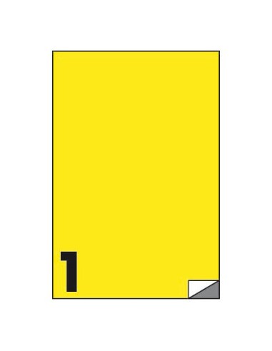 Etichette fluo permanenti Markin 210x297 mm in foglio A4 - 1 et./foglio giallo - conf. 100 fogli