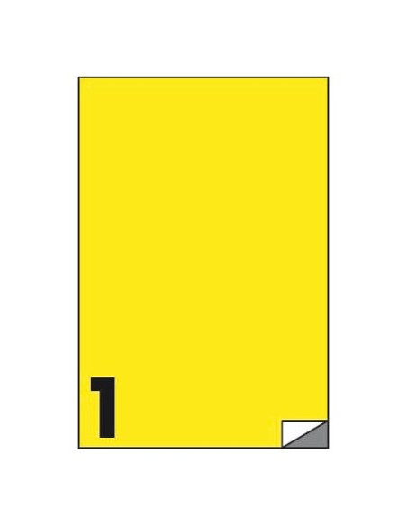 Etichette fluo permanenti Markin 210x297 mm in foglio A4 - 1 et./foglio giallo - conf. 100 fogli