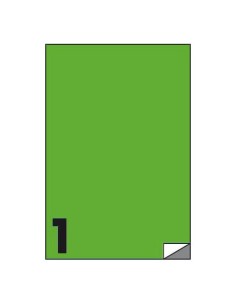 Etichette fluo permanenti Markin Copiatabu 210x297 mm in foglio A4 - 1 et./foglio - verde - conf. 100 fogli