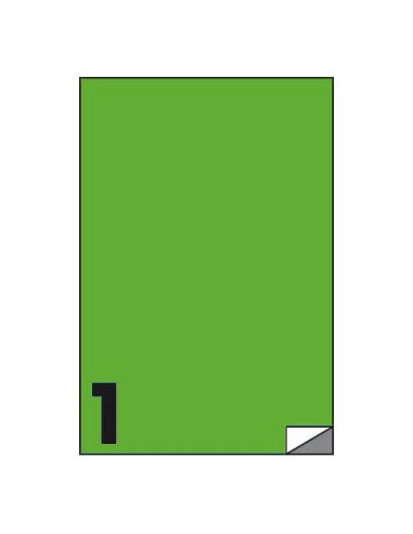 Etichette fluo permanenti Markin Copiatabu 210x297 mm in foglio A4 - 1 et./foglio - verde - conf. 100 fogli