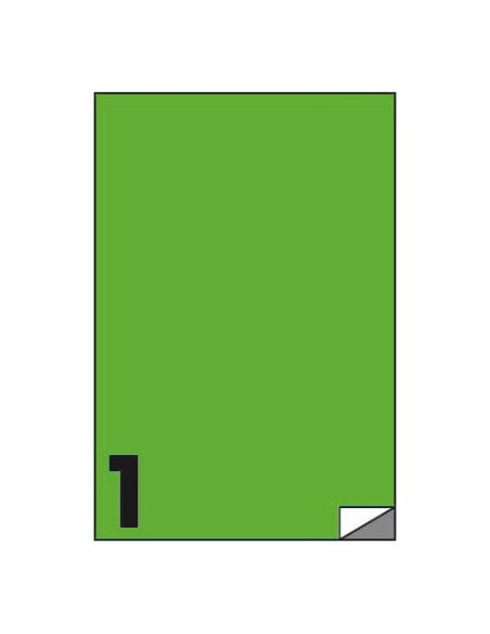 Etichette fluo permanenti Markin Copiatabu 210x297 mm in foglio A4 - 1 et./foglio - verde - conf. 100 fogli