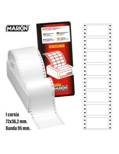 Etichette autoadesive bianche permanenti a modulo continuo 1 corsia Markin 8.000 etichette - 72x36