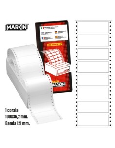 Etichette autoadesive bianche permanenti a modulo continuo 1 corsia Markin 4.000 etichette 100x36
