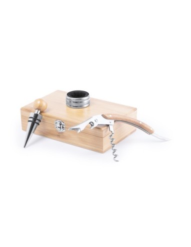 Set vino Nitol in legno di bambù con 3 accessori 6099