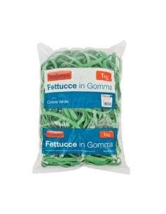 Fettucce in gomma verde 8 mm Nikoffice in busta da 1 Kg - Ø 80 mm - 06NIK028/2