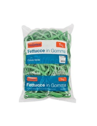 Fettucce in gomma verde 8 mm Nikoffice in busta da 1 Kg - Ø 170 mm - 06NIK031/1