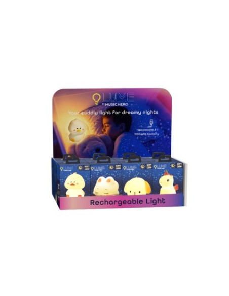 Espositore 8 luci da notte Lume by Music Hero forme assortite EXPO-LUMEANIMALPK+