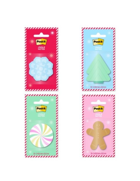 Foglietti riposizionabili Post-it® Jingle 50 ff/blocchetto forme natalizie assortite - EMHOL25-JN-CS