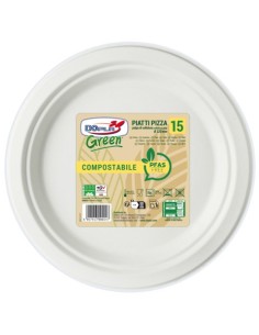 Piatti pizza in polpa Dopla Green Pfas Free bianco - Ø 320 mm - conf. 15 pz - 07906