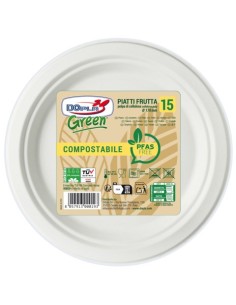 Piatti frutta in polpa Dopla Green Pfas Free bianco - Ø 170 mm - conf. 15 pz - 07903