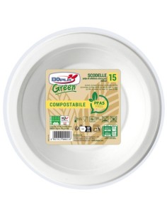 Scodelle in polpa bianche Dopla Green Pfas Free 450 ml - Ø 175 mm - conf. 15 pz - 07775