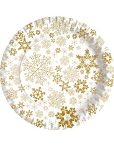 Piatti piani in fibra vergine Dopla Gold Ice - Ø 230 mm - conf. 10 pz - 11818