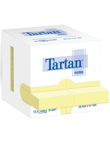 Foglietti riposizionabili Tartan™ Notes 51x38 mm giallo - conf. 12 blocchetti da 100 ff - 5138Y