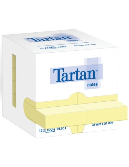 Foglietti riposizionabili Tartan™ Notes 51x38 mm giallo - conf. 12 blocchetti da 100 ff - 5138Y