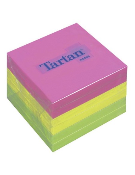 Foglietti riposizionabili Tartan™ Notes 76x76 mm colori assortiti neon - conf. 6 blocchetti da 100 ff - 654 N