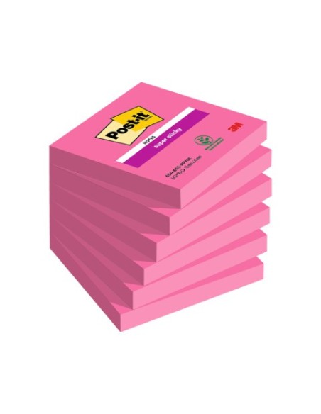Foglietti riposizionabili Post-it® Super Sticky 76x76 mm - rosa power - conf. 6 blocchetti da 90 ff 654-6SS-PPNK