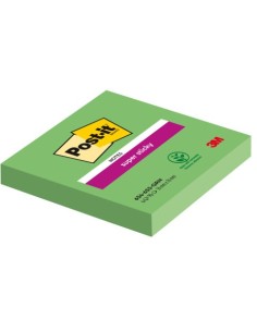 Foglietti riposizionabili Post-it® Super Sticky 76x76 mm - verde - conf. 6 blocchetti da 90 ff - 654-6SS-GRN