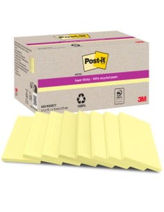 Foglietti riposizionabili Post-it® Super Sticky in carta riciclata 76x127 mm - giallo Canary - conf. 8 blocch/70 ff