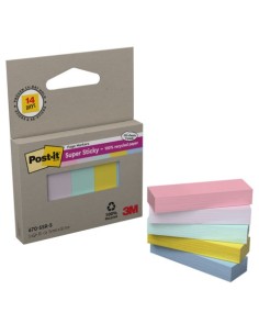 Segnapagina Post-it® Super Sticky in carta riciclata 15x50 mm - colori assortiti - conf. 5 index/70 ff