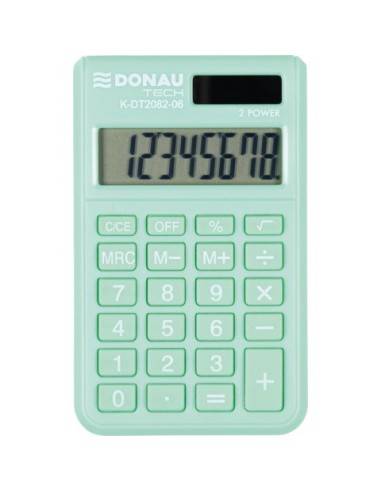 Calcolatrice tascabile Donau Tech con display a 8 cifre - 97x60x10 mm verde chiaro - K-DT2082-06