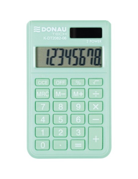 Calcolatrice tascabile Donau Tech con display a 8 cifre - 97x60x10 mm verde chiaro - K-DT2082-06