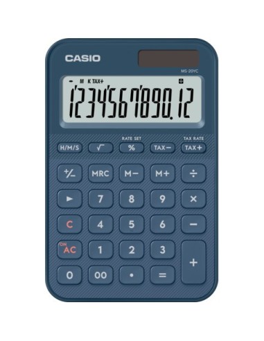 Calcolatrice da tavolo Casio solare o a batteria - display 12 cifre - blu MS-20YC-NY-W-EP
