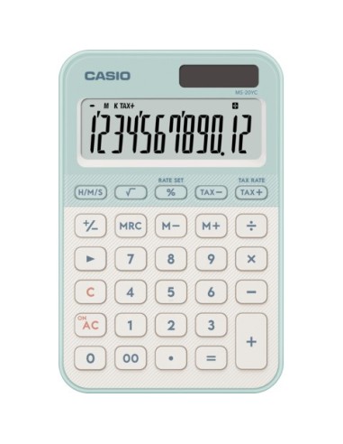 Calcolatrice da tavolo Casio solare o a batteria - display 12 cifre - verde MS-20YC-LG-W-EP