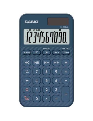 Calcolatrice tascabile Casio solare o a batteria - display 10 cifre - blu SL-310YC-NY-W-EP