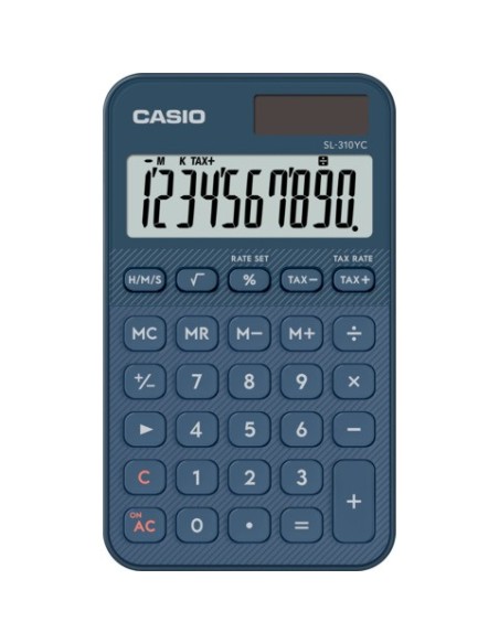 Calcolatrice tascabile Casio solare o a batteria - display 10 cifre - blu SL-310YC-NY-W-EP