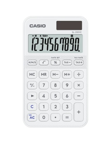 Calcolatrice tascabile Casio solare o a batteria - display 10 cifre - bianco SL-310YC-WE-W-EP