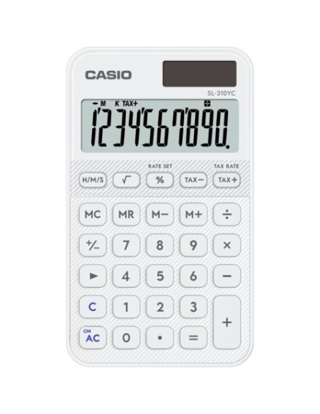 Calcolatrice tascabile Casio solare o a batteria - display 10 cifre - bianco SL-310YC-WE-W-EP