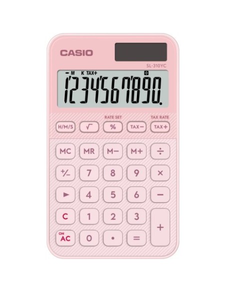Calcolatrice tascabile Casio solare o batteria - display 10 cifre - rosa SL-310YC-LP-W-EP