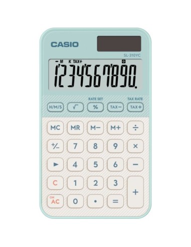 Calcolatrice tascabile Casio solare o batteria - display 10 cifre - verde SL-310YC-LG-W-EP