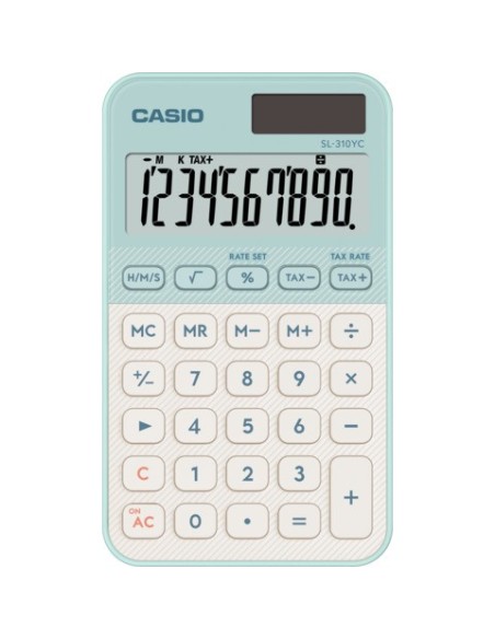 Calcolatrice tascabile Casio solare o batteria - display 10 cifre - verde SL-310YC-LG-W-EP