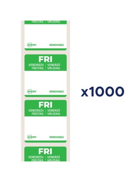 Etichette removibili per tracciabilità alimentare giornaliere Avery 25x25 mm - ven/verde conf. 1000 pz DLSFRIREV-1000