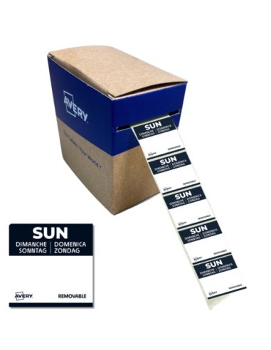 Etichette removibili per tracciabilità alimentare giornaliere Avery 25x25 mm - dom/nero conf. 1.000 pz DLSSUNREV-1000