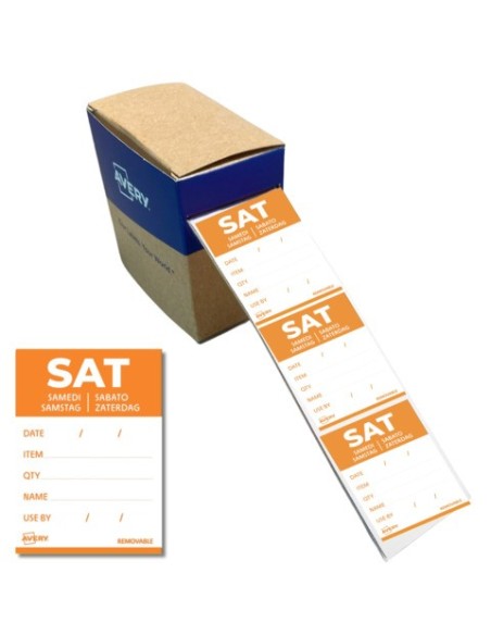 Etichette removibili per tracciabilità alimentare giornaliere Avery 40x56 mm - sab/arancione conf. 500 pz DLDSATREV-500