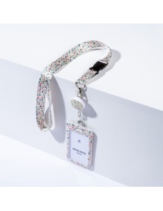 Kit porta badge 110x68 mm + cordoncino 440x20 mm + avvolgibile nero con filo 80 cm Avery floreale - R4828HF-1