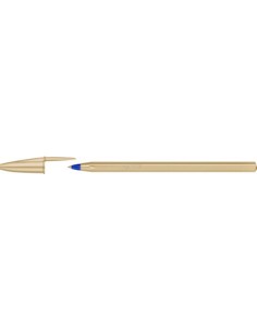 Penna a sfera con cappuccio BIC Cristal Glacé punta M 1 mm - inchiostro blu - colore fusto oro - 302522
