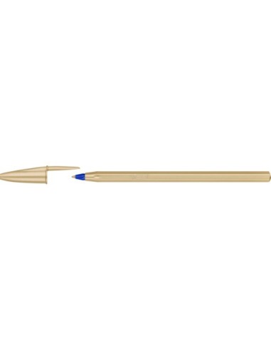 Penna a sfera con cappuccio BIC Cristal Glacé punta M 1 mm - inchiostro blu - colore fusto oro - 302522