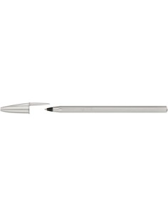 Penna a sfera con cappuccio BIC Cristal Glacé punta M 1 mm - inchiostro nero - colore fusto argento - 302533