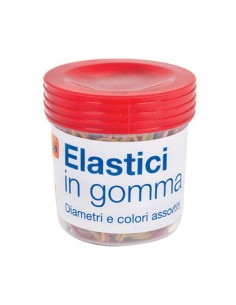 Elastici in gomma Nikoffice in barattolo da 100 g colori e misure assortite 06NIK034