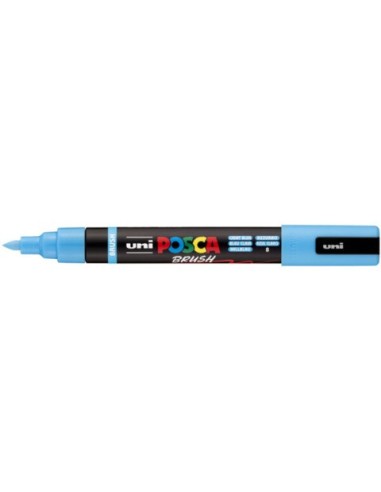 Marcatore a tempera Uni Posca con punta a pennello semi-flessibile 1-4 mm azzurro - M PC5BR AZ