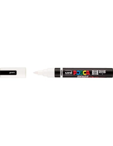 Marcatore a tempera Uni Posca con punta a pennello semi-flessibile 1-4 mm bianco M PC5BR BI