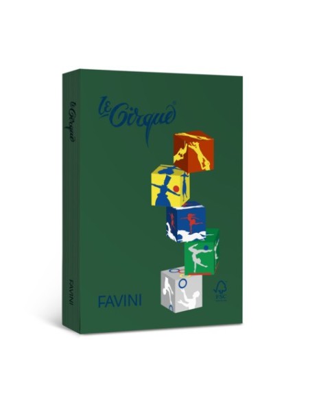 Carta colorata Favini Le Cirque A4 160 g/m² verde bosco 304 - risma da 250 fogli - A74D334